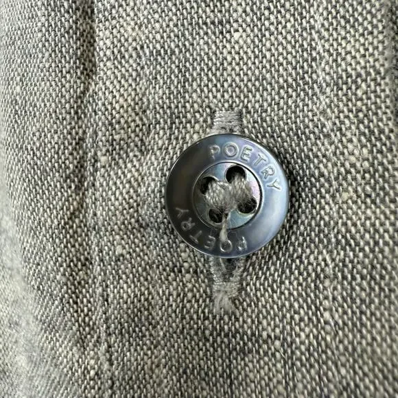 Poetry Top Womens 14 Tan Beige Linen Cotton Boxy Lagenlook Artsy Embroidered - Picture 8 of 14